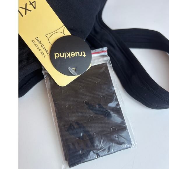 TRUEKIND Daily Comfort Wire Free Shaper Bra 4XL Black NWT Four Row Hook Extender - Picture 4 of 5